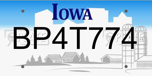BP4T774 Iowa License Plate