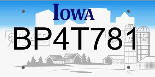 BP4T781 Iowa License Plate