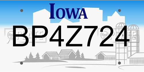 BP4Z724 Iowa License Plate