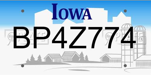 BP4Z774 Iowa License Plate