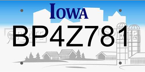 BP4Z781 Iowa License Plate
