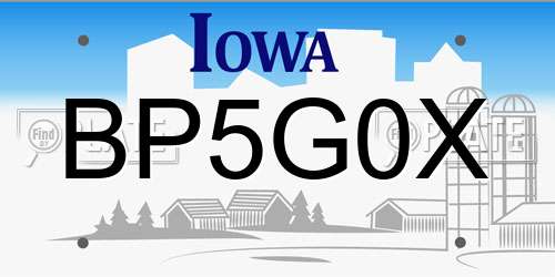 BP5G0X Iowa License Plate