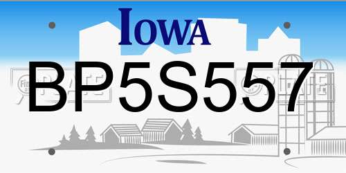 BP5S557 Iowa License Plate