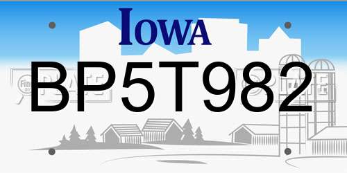 BP5T982 Iowa License Plate