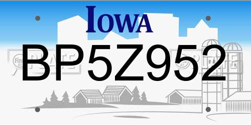 BP5Z952 Iowa License Plate