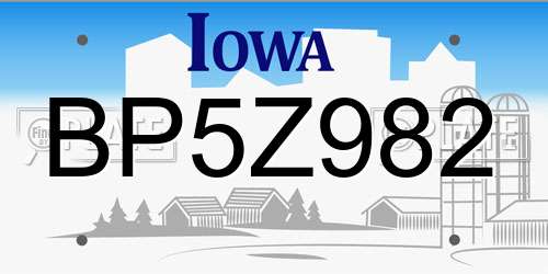 BP5Z982 Iowa License Plate
