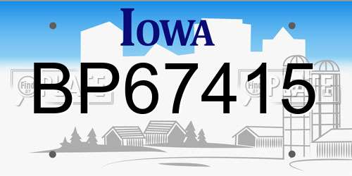 BP67415 Iowa License Plate