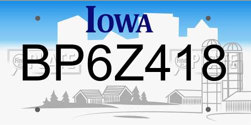 BP6Z418 Iowa License Plate