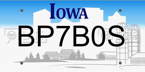 BP7B0S Iowa License Plate