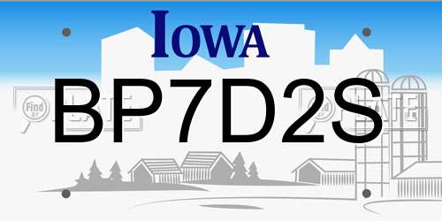 BP7D2S Iowa License Plate