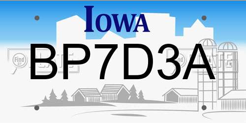 BP7D3A Iowa License Plate