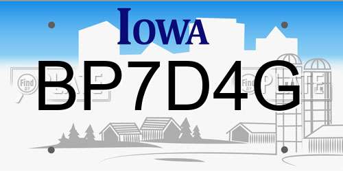 BP7D4G Iowa License Plate