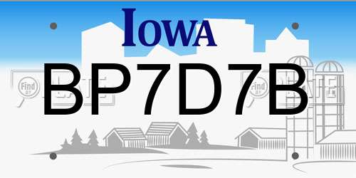 BP7D7B Iowa License Plate