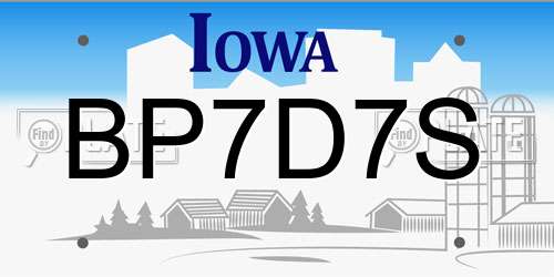 BP7D7S Iowa License Plate