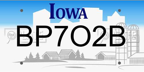 BP7O2B Iowa License Plate