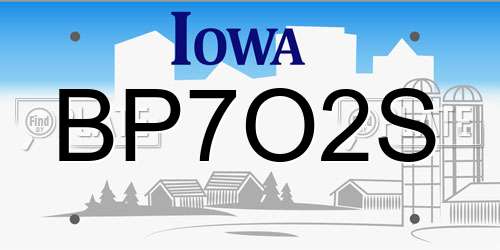 BP7O2S Iowa License Plate