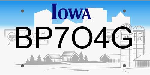 BP7O4G Iowa License Plate