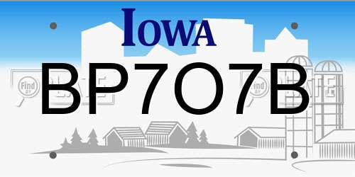 BP7O7B Iowa License Plate