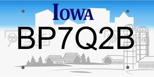 BP7Q2B Iowa License Plate