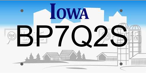 BP7Q2S Iowa License Plate