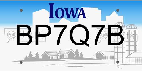 BP7Q7B Iowa License Plate
