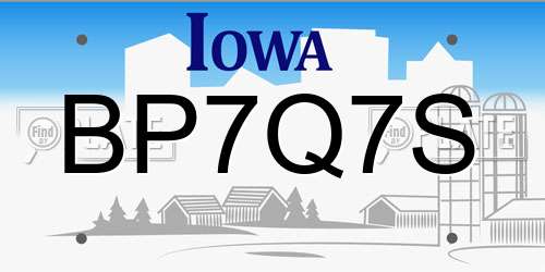 BP7Q7S Iowa License Plate