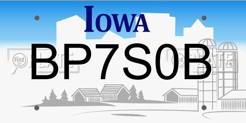 BP7S0B Iowa License Plate
