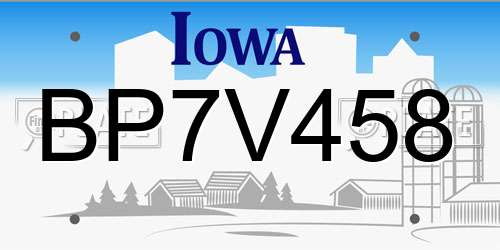 BP7V458 Iowa License Plate