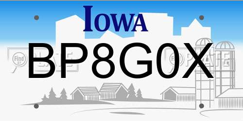 BP8G0X Iowa License Plate