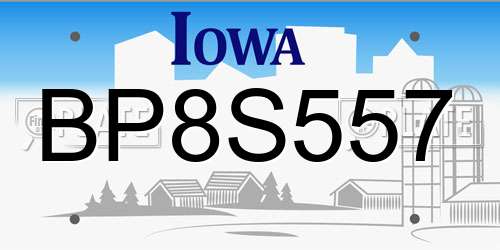 BP8S557 Iowa License Plate