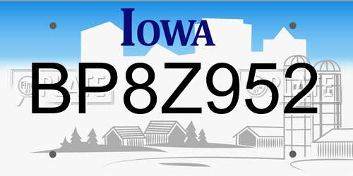 BP8Z952 Iowa License Plate