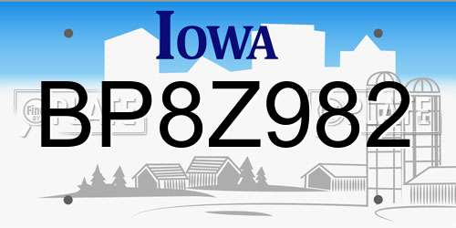 BP8Z982 Iowa License Plate