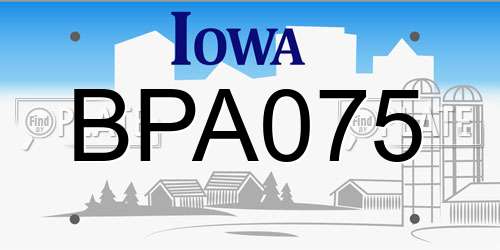 BPA075 Iowa License Plate