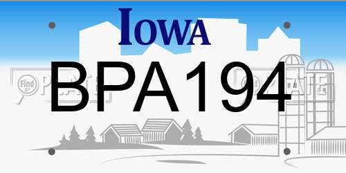 BPA194 Iowa License Plate