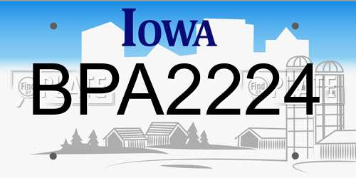 BPA2224 Iowa License Plate