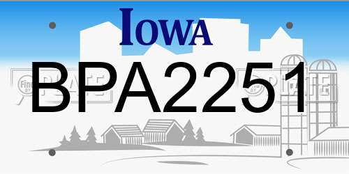 BPA2251 Iowa License Plate