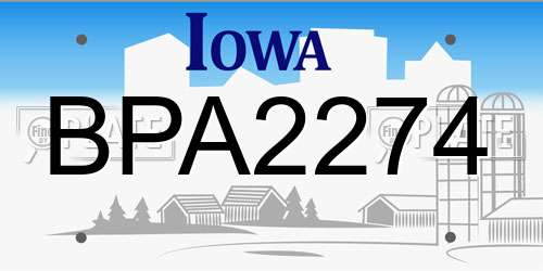 BPA2274 Iowa License Plate