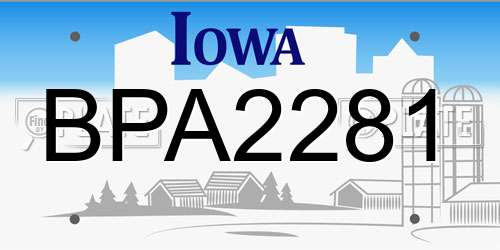 BPA2281 Iowa License Plate