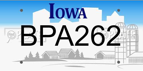 BPA262 Iowa License Plate