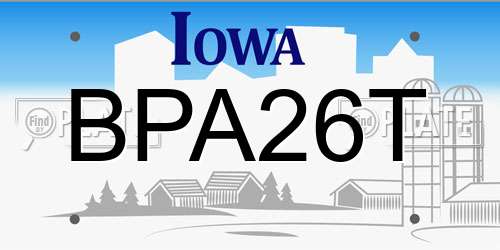 BPA26T Iowa License Plate