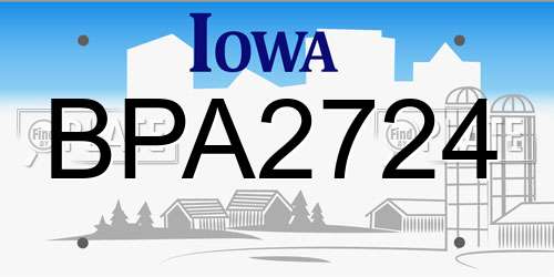 BPA2724 Iowa License Plate