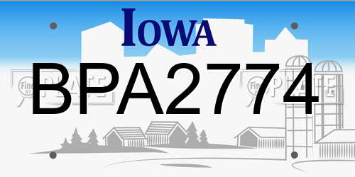 BPA2774 Iowa License Plate