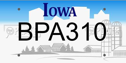 BPA310 Iowa License Plate