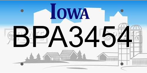 BPA3454 Iowa License Plate