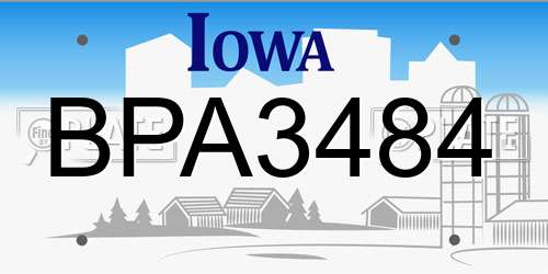 BPA3484 Iowa License Plate