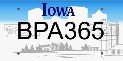 BPA365 Iowa License Plate