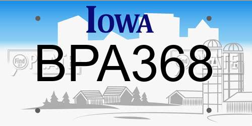 BPA368 Iowa License Plate