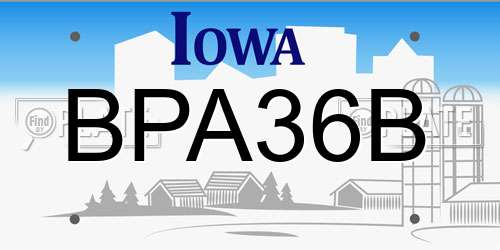 BPA36B Iowa License Plate