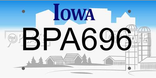 BPA696 Iowa License Plate
