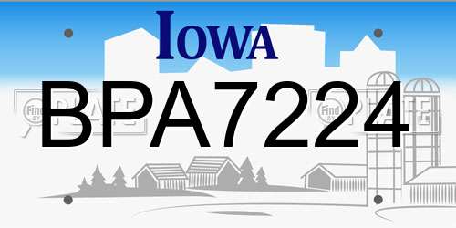 BPA7224 Iowa License Plate